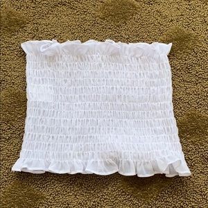 Ruched white tube top